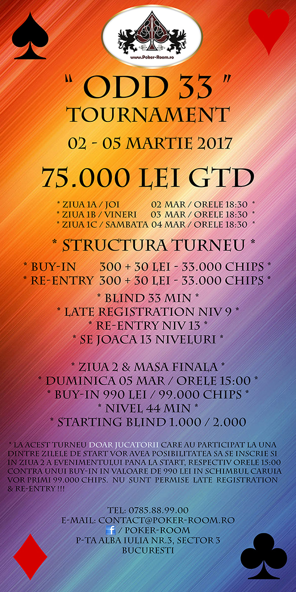 ODD 33 TOURNAMENT / 75.000 LEI GTD